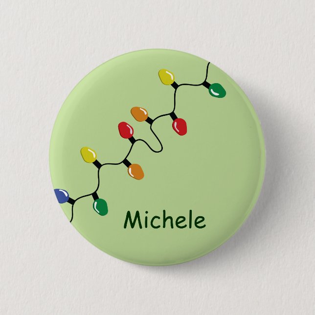 Chapa Redonda De 5 Cm Navidades Light Bulb String con nombre (Anverso)