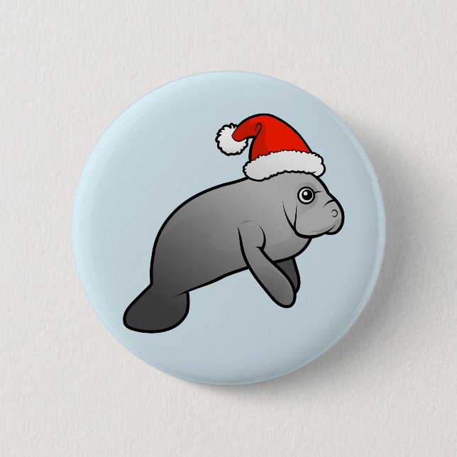 Chapa Redonda De 5 Cm Navidades Manatee Santa (Anverso)