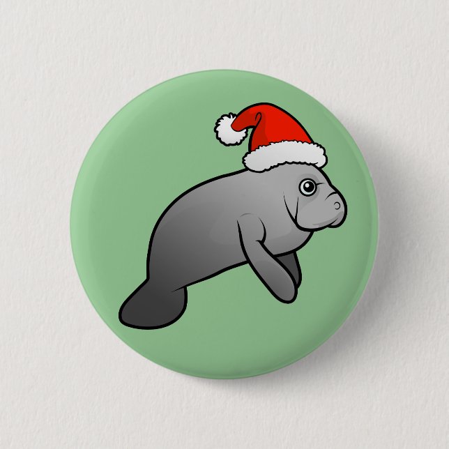 Chapa Redonda De 5 Cm Navidades Manatee Santa (Anverso)