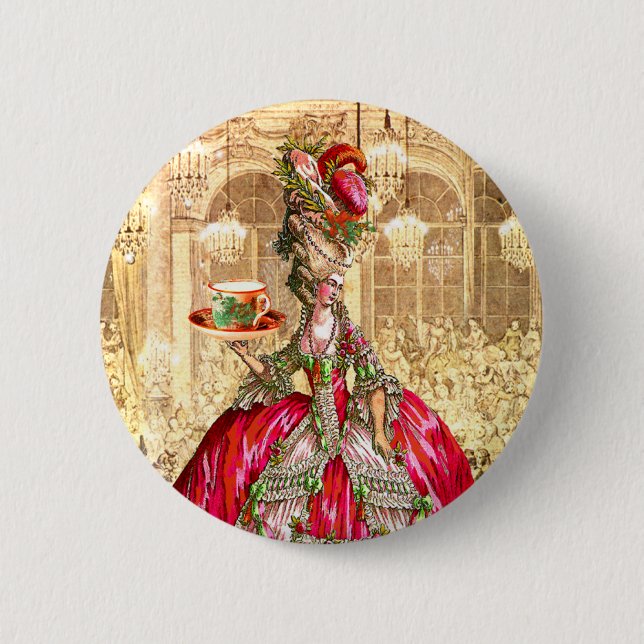 Chapa Redonda De 5 Cm Navidades Marie Antoinette Fiesta de té Pin (Anverso)