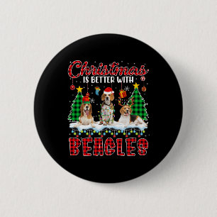 Chapa Redonda De 5 Cm Navidades Mejor Con Beagles Santa Elf Reindee