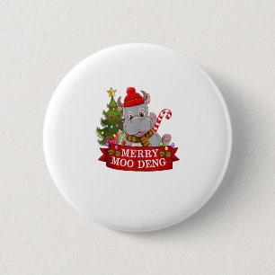 Chapa Redonda De 5 Cm Navidades Merry Moo Deng Cute Baby Hippo Bouncy Ap