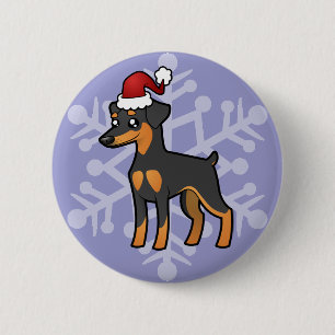 Chapa Redonda De 5 Cm Navidades Ministra Pinscher / Manchester Terrier
