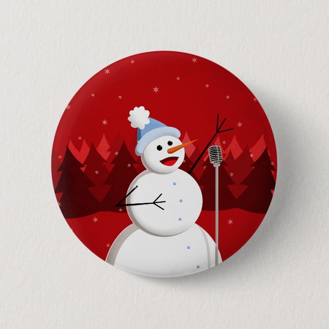 Chapa Redonda De 5 Cm Navidades musicales de Snowman (Anverso)