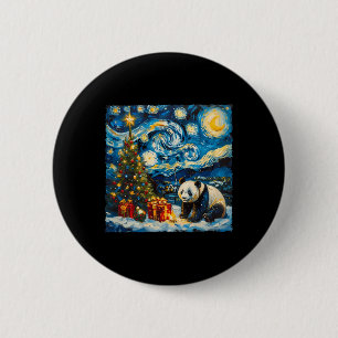 Chapa Redonda De 5 Cm Navidades nocturnos de estilo Panda Van Gogh