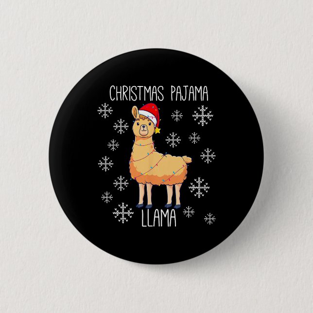 Chapa Redonda De 5 Cm Navidades Pajama Llama (Anverso)