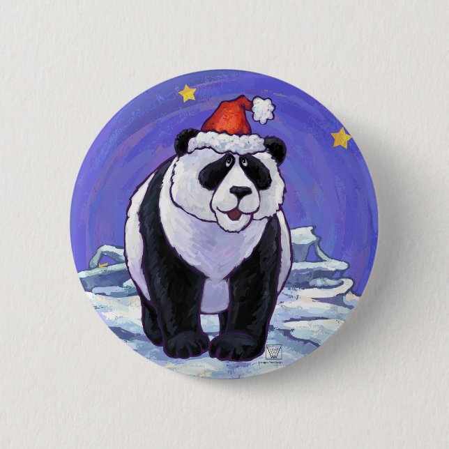 Chapa Redonda De 5 Cm Navidades Panda Bear (Anverso)