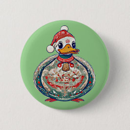 Chapa Redonda De 5 Cm Navidades Pato Folklórico Con Sombrero Santa