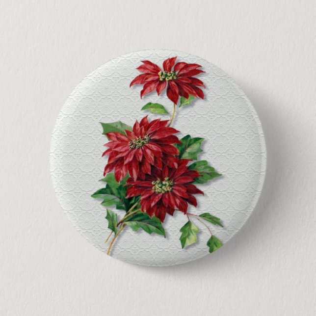 Chapa Redonda De 5 Cm Navidades Poinsettia (Anverso)