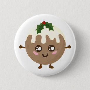 Chapa Redonda De 5 Cm Navidades Pudding Kawaii