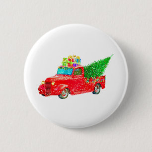 Chapa Redonda De 5 Cm Navidades Retro Car Holiday