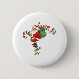 Chapa Redonda De 5 Cm Navidades retro de Santa Claus