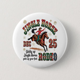 Chapa Redonda De 5 Cm Navidades Rodeo Jingle Horse