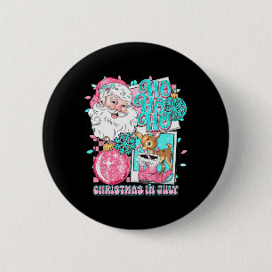 Chapa Redonda De 5 Cm Navidades Rosados En Julio Retro Santa Disco Snowm