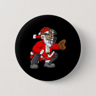 Chapa Redonda De 5 Cm Navidades Santa Claus Chicas de beisbol Catcher Bo