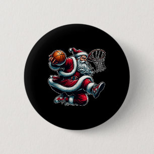 Chapa Redonda De 5 Cm Navidades Santa Claus Dunking A Basketball Boys Ki