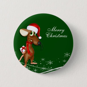 Chapa Redonda De 5 Cm Navidades Santa Claus Mouse
