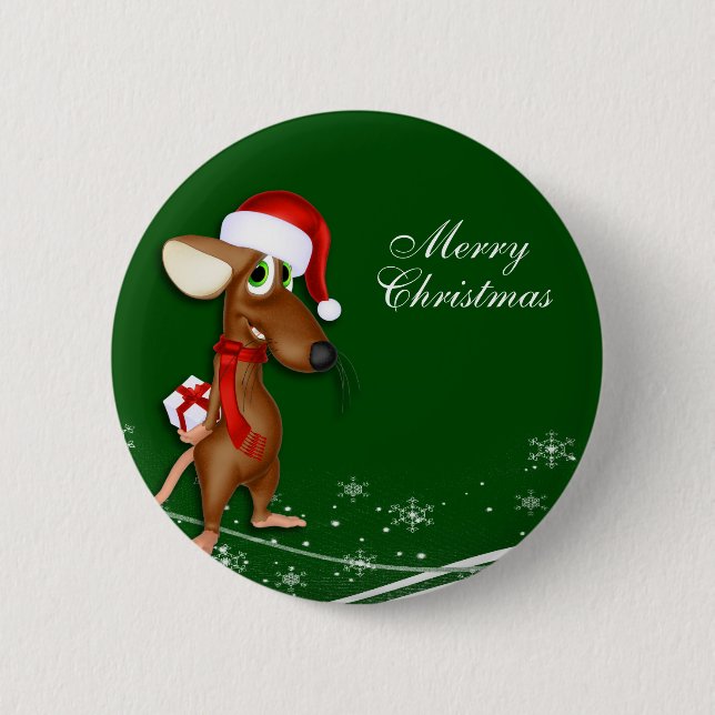 Chapa Redonda De 5 Cm Navidades Santa Claus Mouse (Anverso)