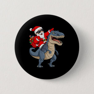 Chapa Redonda De 5 Cm Navidades Santa Claus Riding Dinosaur T Rex Boys K