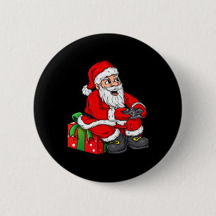 Chapa Redonda De 5 Cm Navidades Santa Claus Video Gamer Controller Boys