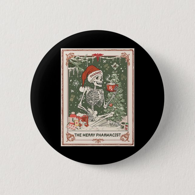 Chapa Redonda De 5 Cm Navidades Skeleton Tarot Card (Anverso)