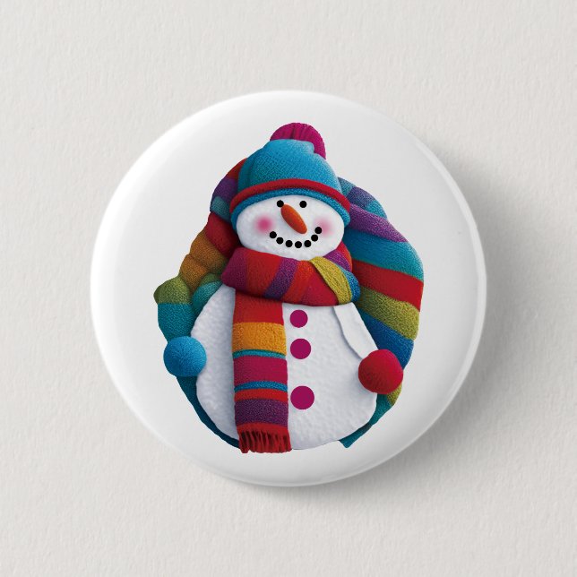 Chapa Redonda De 5 Cm Navidades Snowman (Anverso)