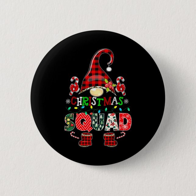 Chapa Redonda De 5 Cm Navidades Squad Funny Familia Gnome Xmas Coinciden (Anverso)