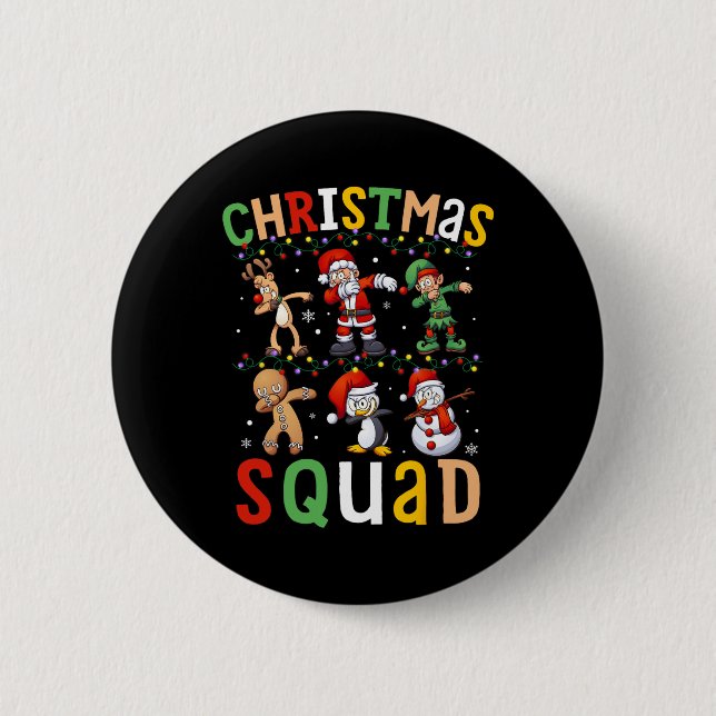 Chapa Redonda De 5 Cm Navidades Squad Santa Dabbing Elf (Anverso)