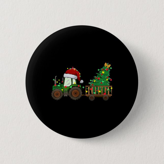 Chapa Redonda De 5 Cm Navidades Tractor de granja Xmas Árbol alumbrado S (Anverso)