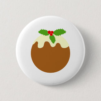 Chapa Redonda De 5 Cm Navidades tradicionales pudding. En blanco.