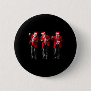 Chapa Redonda De 5 Cm Navidades Trump bailando con Santa Trump