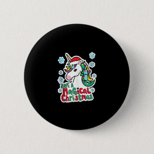Chapa Redonda De 5 Cm Navidades Unicornios tienen un mágico Fiesta de Na
