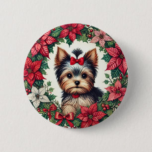 Chapa Redonda De 5 Cm Navidades Yorkie