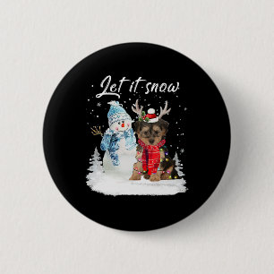 Chapa Redonda De 5 Cm Navidades Yorkipoo Santa Dog Snowman Xmas Pajama 1