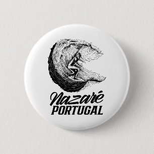 Chapa Redonda De 5 Cm Nazaré Portugal Surfing Surfista Ola de Surf