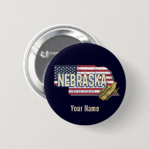 Chapa Redonda De 5 Cm Nebraska Estados Unidos Retro State Map Vintage US