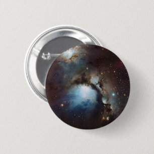 Chapa Redonda De 5 Cm Nebulosa Orión Astronomía azul marrón beige cielo 
