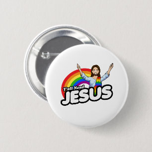 Chapa Redonda De 5 Cm Necesitan a Jesús - Jesús arcoiris