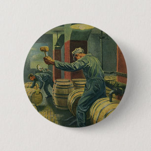 Chapa Redonda De 5 Cm Negocio de vino vintage, barriles de vino para cor