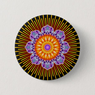 Chapa Redonda De 5 Cm Negro amarillo Mandala