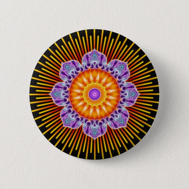 Chapa Redonda De 5 Cm Negro amarillo Mandala (Anverso)
