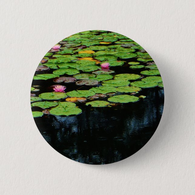 Chapa Redonda De 5 Cm negro loto rosa (Anverso)