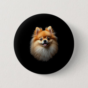 Chapa Redonda De 5 Cm Negro Pomerania Dog Pom Face