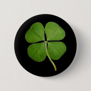 Chapa Redonda De 5 Cm Negro Shamrock de 4 hojas real