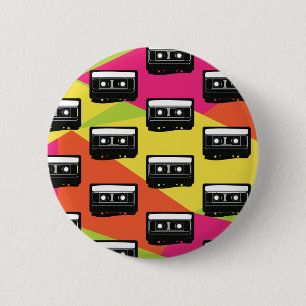 Chapa Redonda De 5 Cm Neon Party Cassette Button Pins