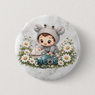 Chapa Redonda De 5 Cm Neos Kawaii Zodiaco Cáncer