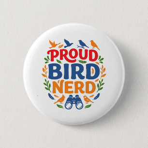 CHAPA REDONDA DE 5 CM NERD DE PÁJAROS ORGULLOSO
