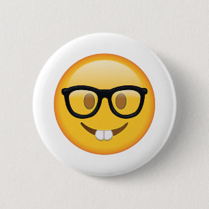 Chapa Redonda De 5 Cm Nervio con gafas - Emoji