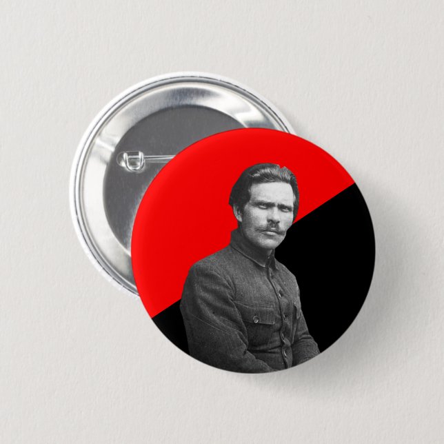 Chapa Redonda De 5 Cm Nestor Makhno Anarcho-Comunista (Anverso y reverso)