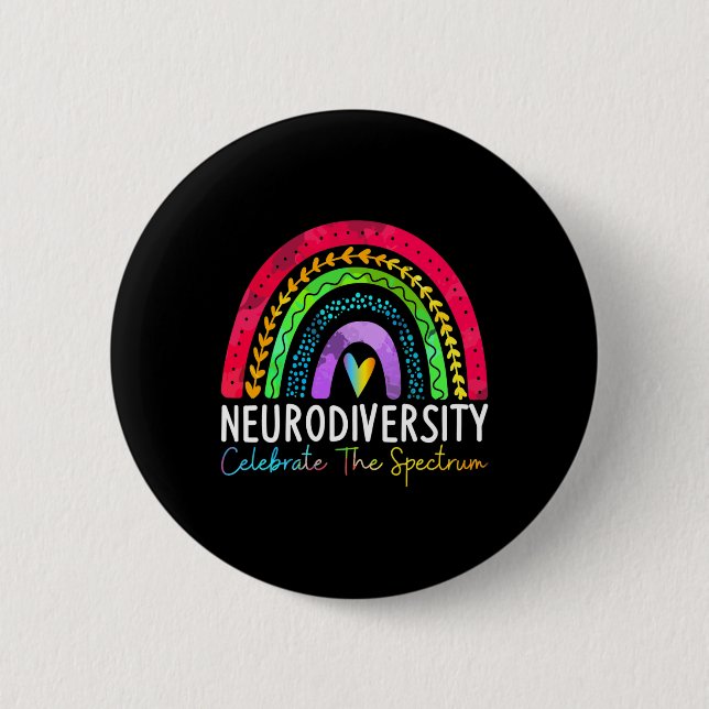 Chapa Redonda De 5 Cm Neurodiversidad Autismo Espectro Asd Adhd Rainbow  (Anverso)